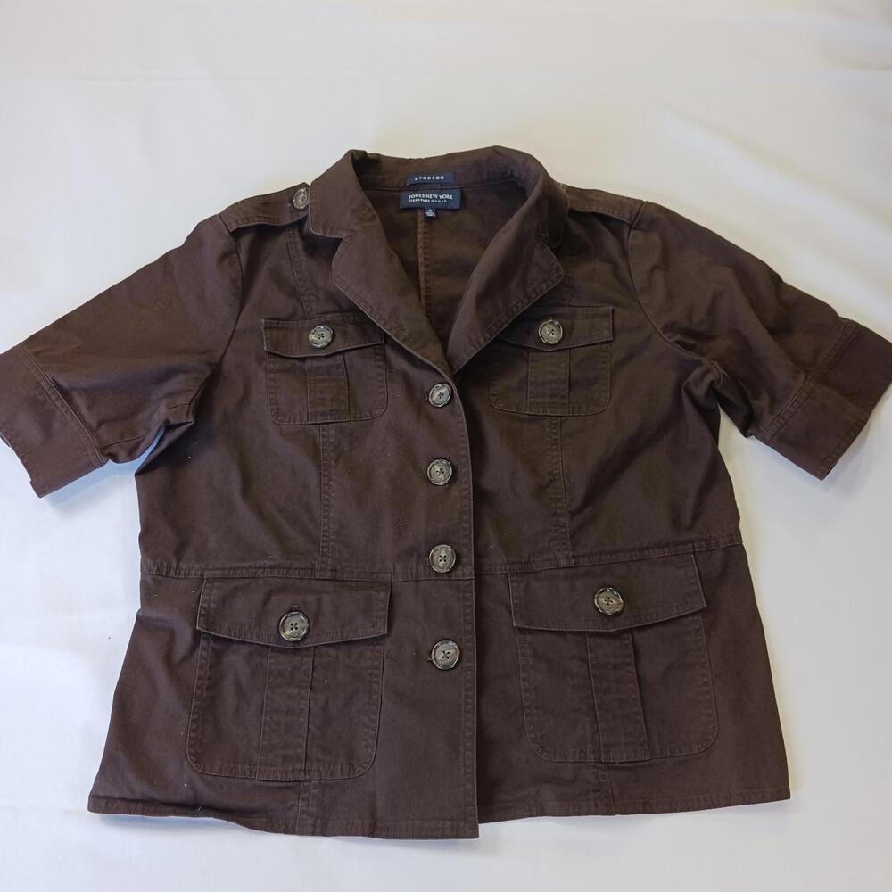 Jones New York RN#54050 Women's Brown Front Button Blazer Jacket Pockets Size 1X